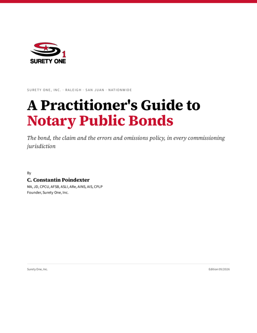 Cover of A Practitioner's Guide to Notary Public Bonds